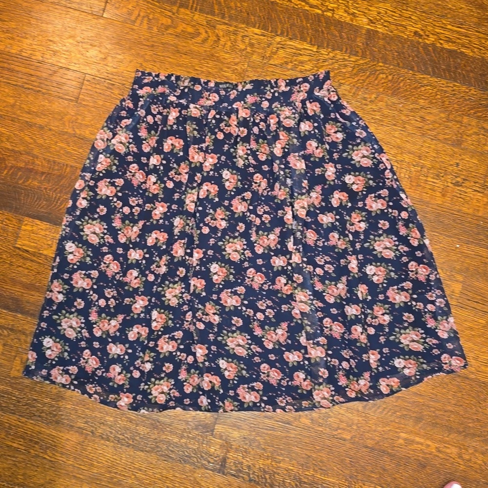 Mikarose Navy Floral Mini Skirt Size Large
